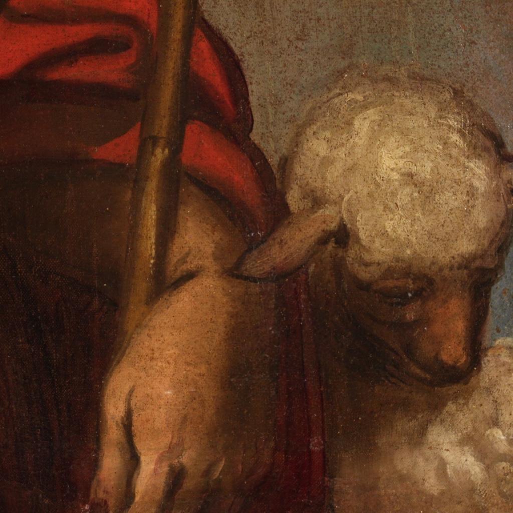 18th Century Oil on Canvas Antique Italian Religious Painting Saint John Baptist 3