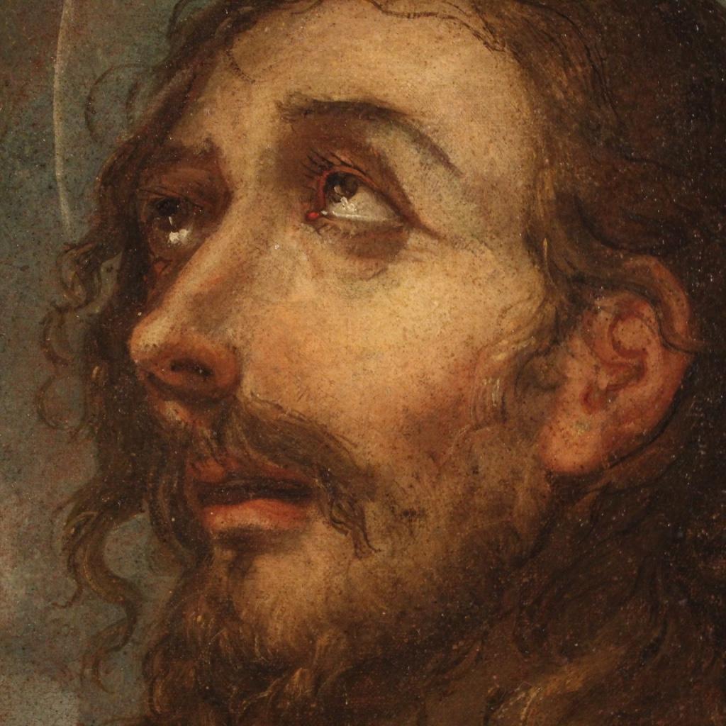 18th Century Oil on Canvas Antique Italian Religious Painting Saint John Baptist 6