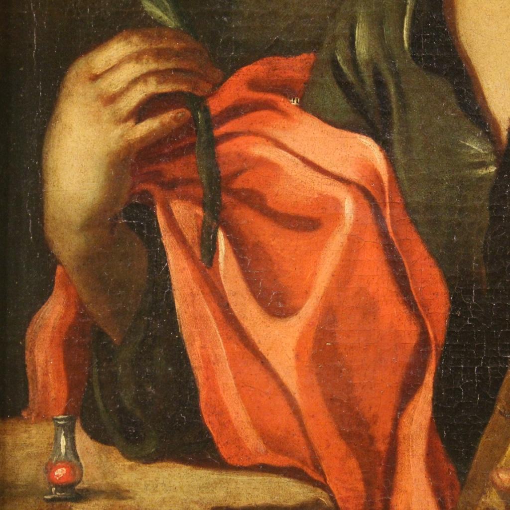 18th Century Oil on Canvas Antique Italian Religious Painting Saint Pantaleon 1