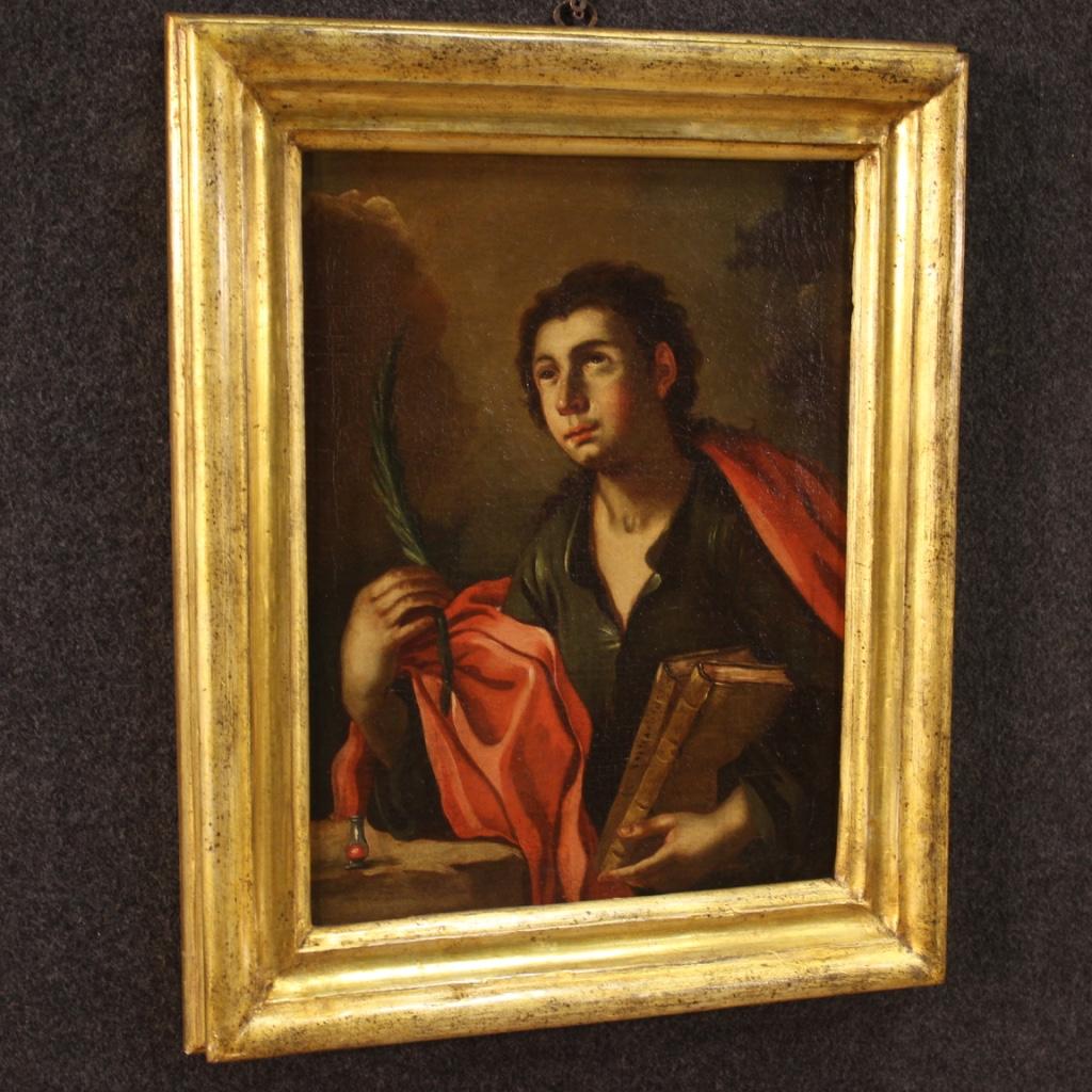 Huile sur toile italienne ancienne du 18ème siècle - Peinture religieuse italienne de Saint Pantaleon 3