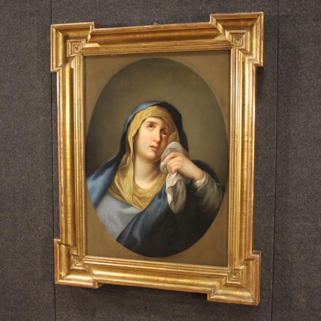 18th Century Oil on Canvas Antique Italian Religious Painting Virgin of Sorrows For Sale 2