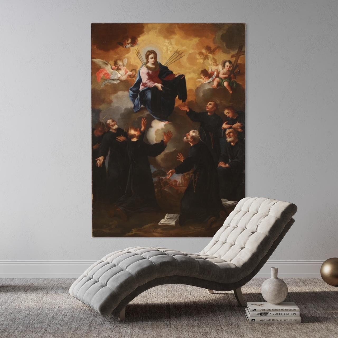 18th Century Oil On Canvas Antique Italian Religiouse Painting, 1750 For Sale 8