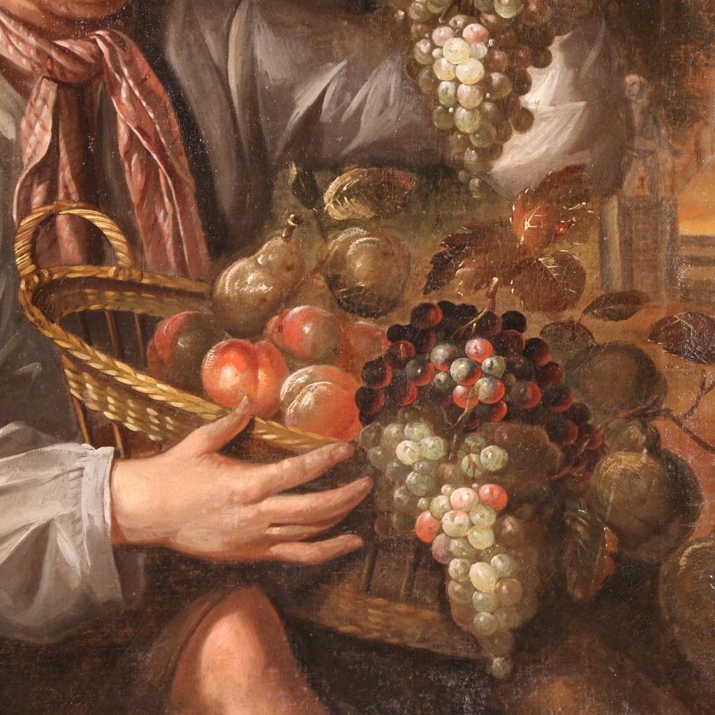 18th Century Oil On Canvas Antique Italian Still Life Painting, 1770 For Sale 6