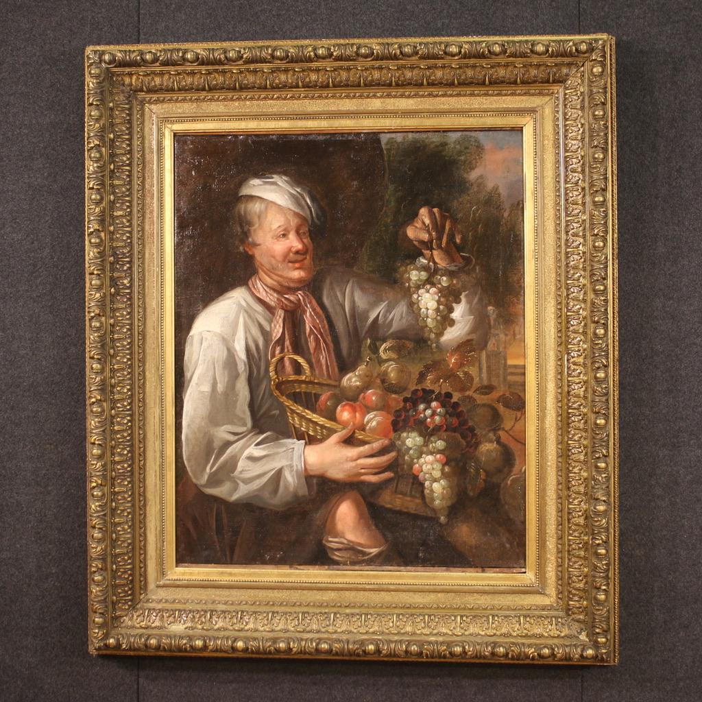 18th Century Oil On Canvas Antique Italian Still Life Painting, 1770 For Sale 3