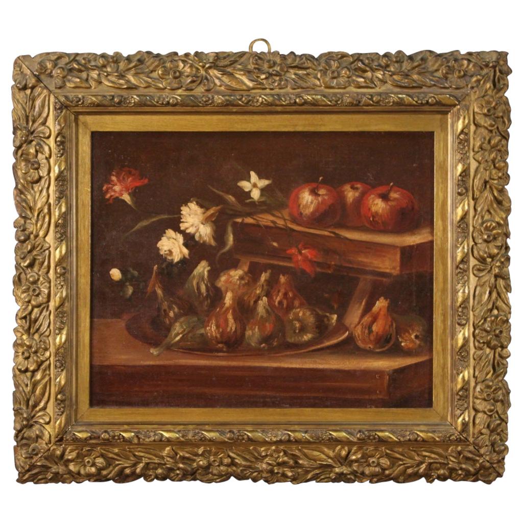 18th Century Oil on Canvas Antique Italian Still Life Painting, 1770