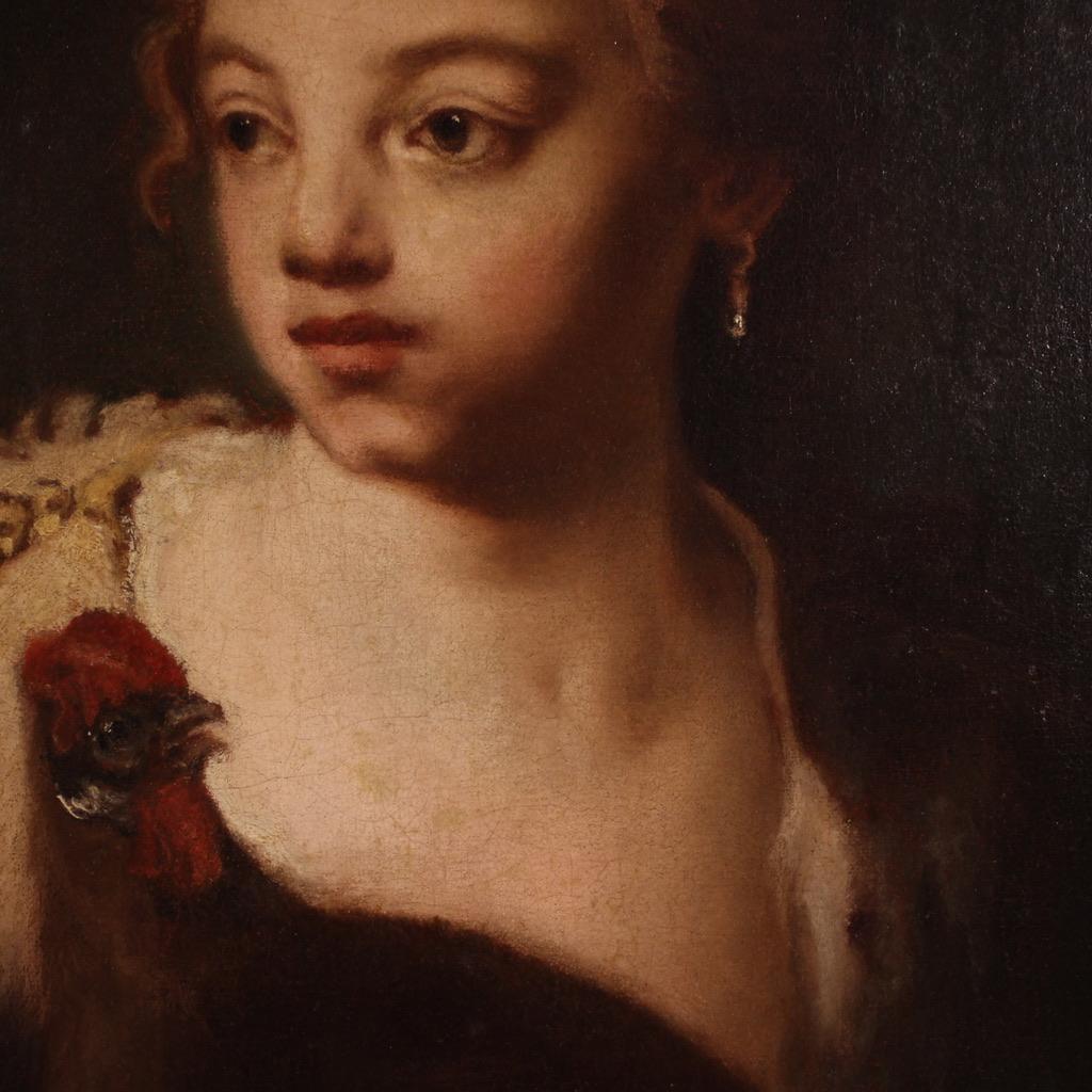 18. Jahrhundert Öl auf Leinwand Antikes junges Mädchen Porträtgemälde, 1760 im Angebot 5