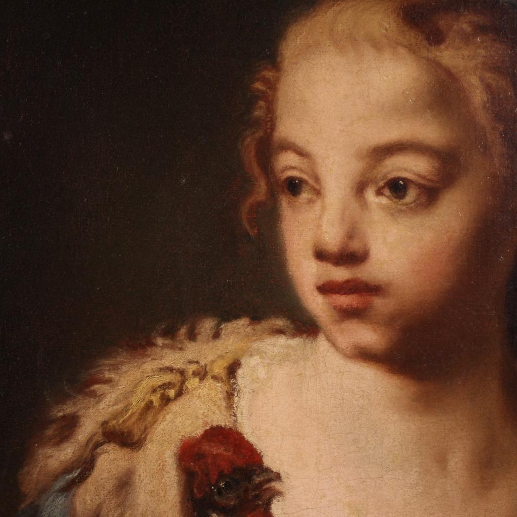 18. Jahrhundert Öl auf Leinwand Antikes junges Mädchen Porträtgemälde, 1760 im Angebot 6