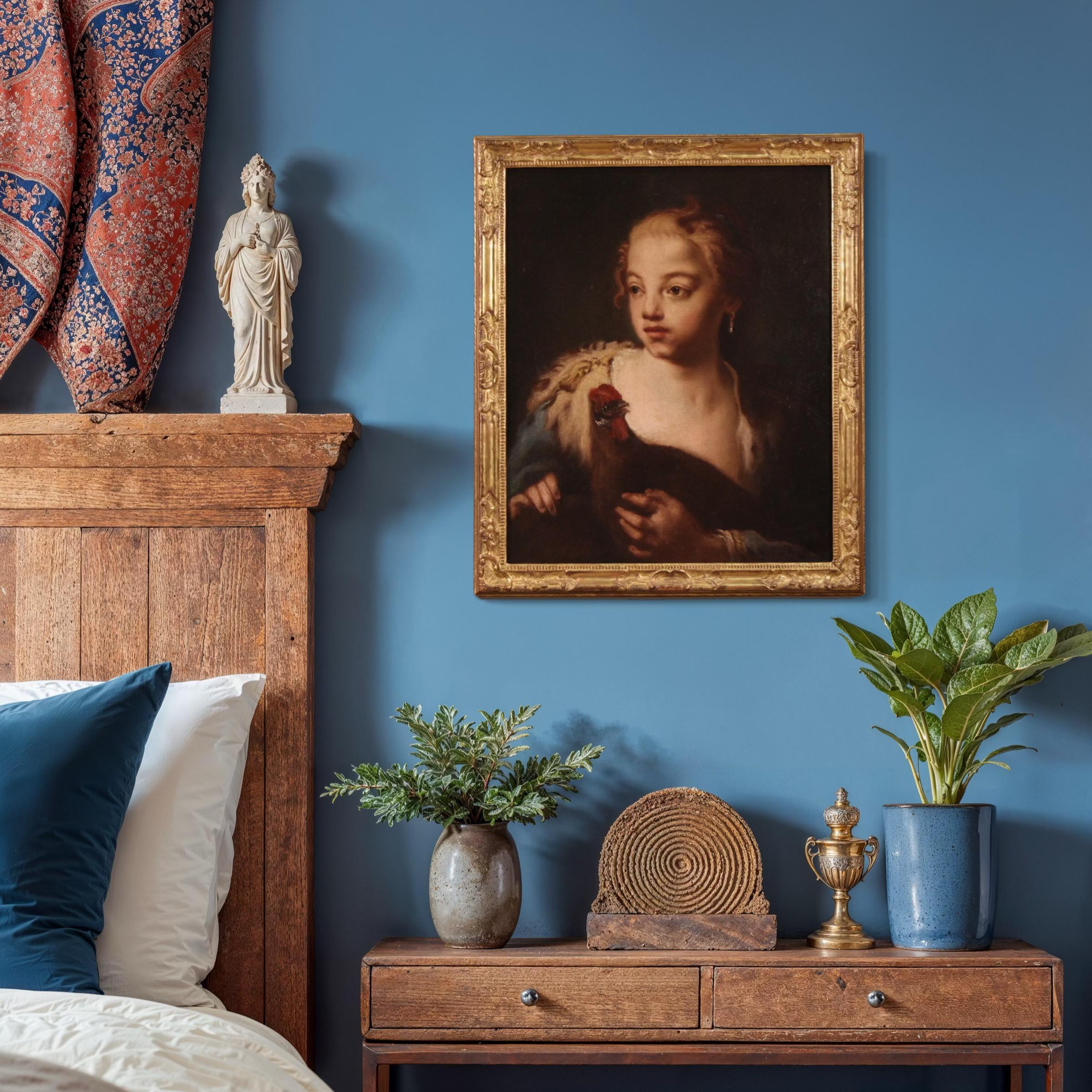18. Jahrhundert Öl auf Leinwand Antikes junges Mädchen Porträtgemälde, 1760 im Angebot 1
