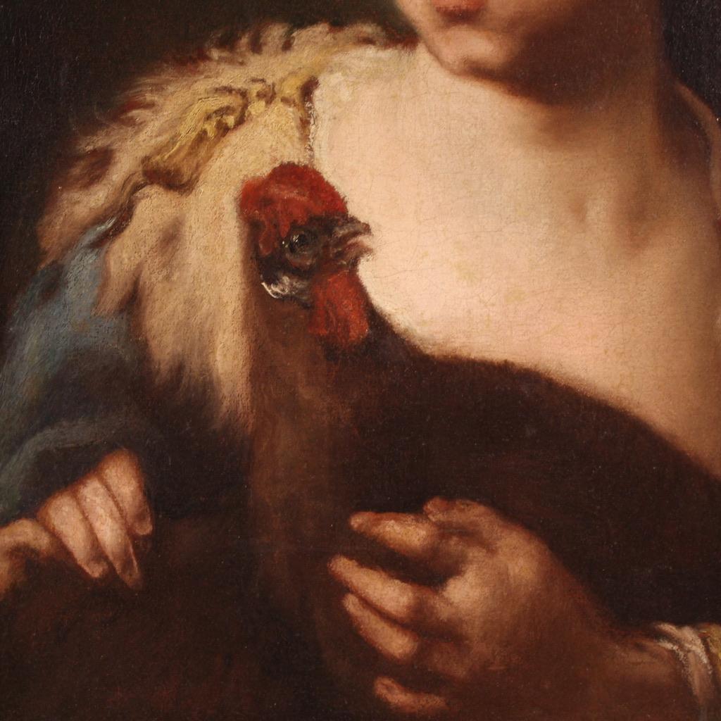 18. Jahrhundert Öl auf Leinwand Antikes junges Mädchen Porträtgemälde, 1760 im Angebot 2
