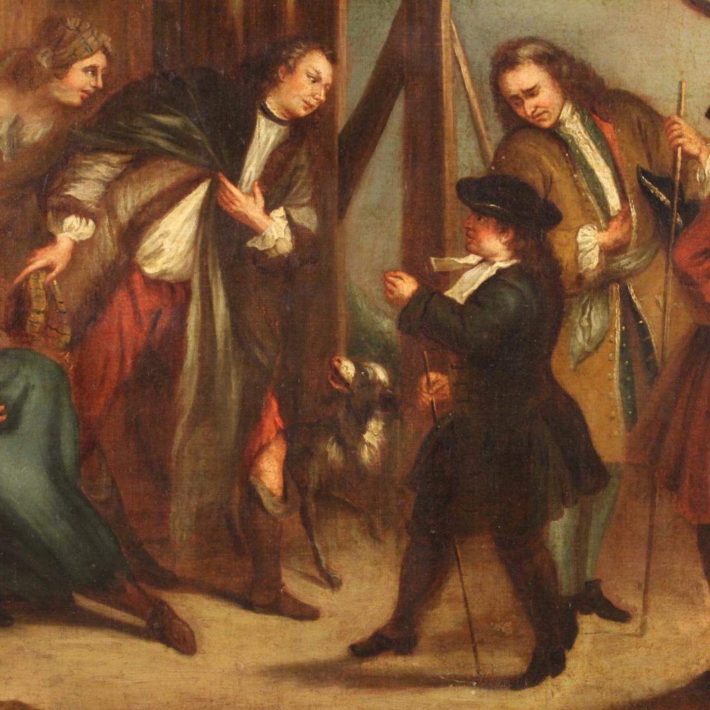 Ölgemälde auf Leinwand, Genre-Szene, englisches Gemälde, 18. Jahrhundert, 1750 (Geölt) im Angebot