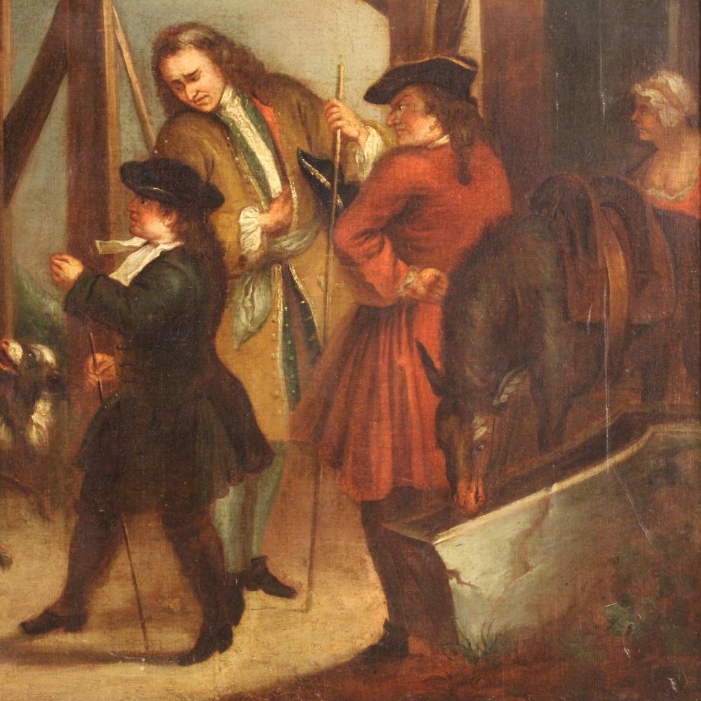Ölgemälde auf Leinwand, Genre-Szene, englisches Gemälde, 18. Jahrhundert, 1750 im Zustand „Gut“ im Angebot in Vicoforte, Piedmont