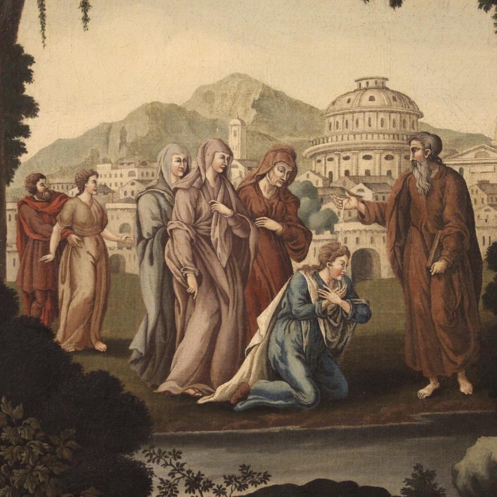 huile sur toile du XVIIIe siècle Peinture religieuse anglaise Baptême de Lydia, 1762 en vente 3