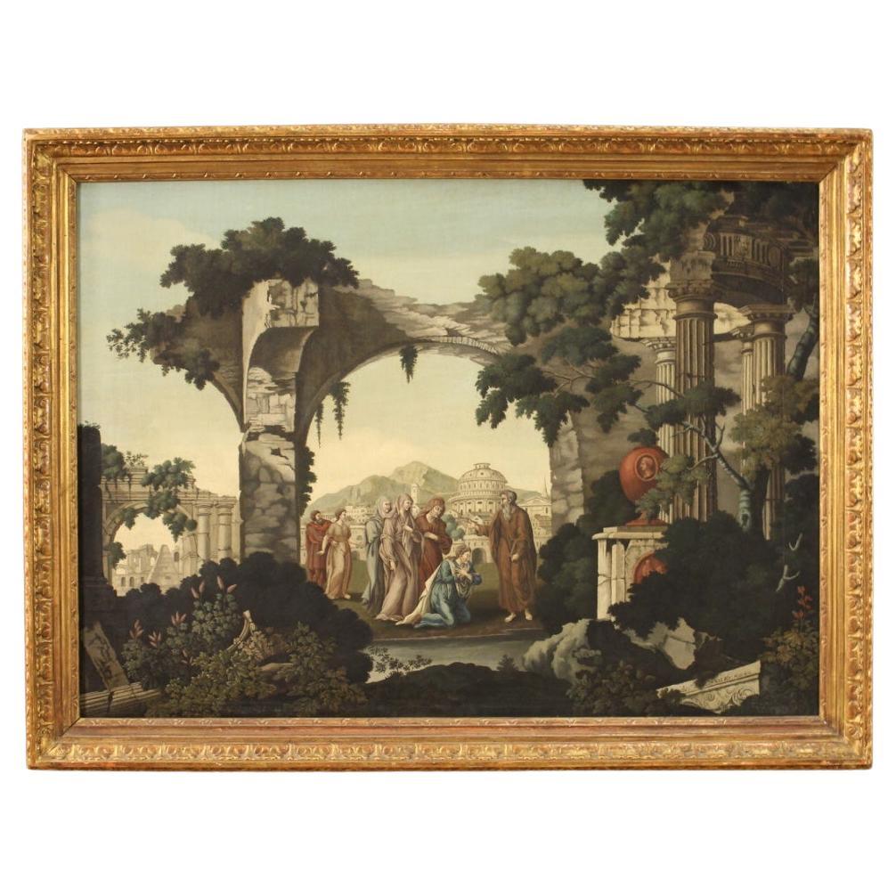 huile sur toile du XVIIIe siècle Peinture religieuse anglaise Baptême de Lydia, 1762 en vente