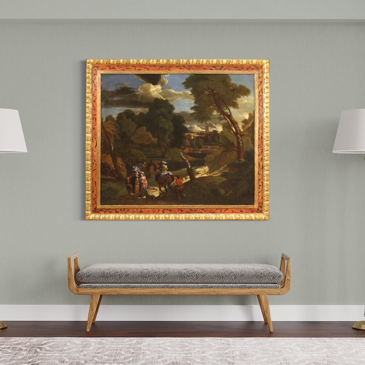 18th Century Oil on Canvas Flemish Antique Landscape Painting, 1750 8
