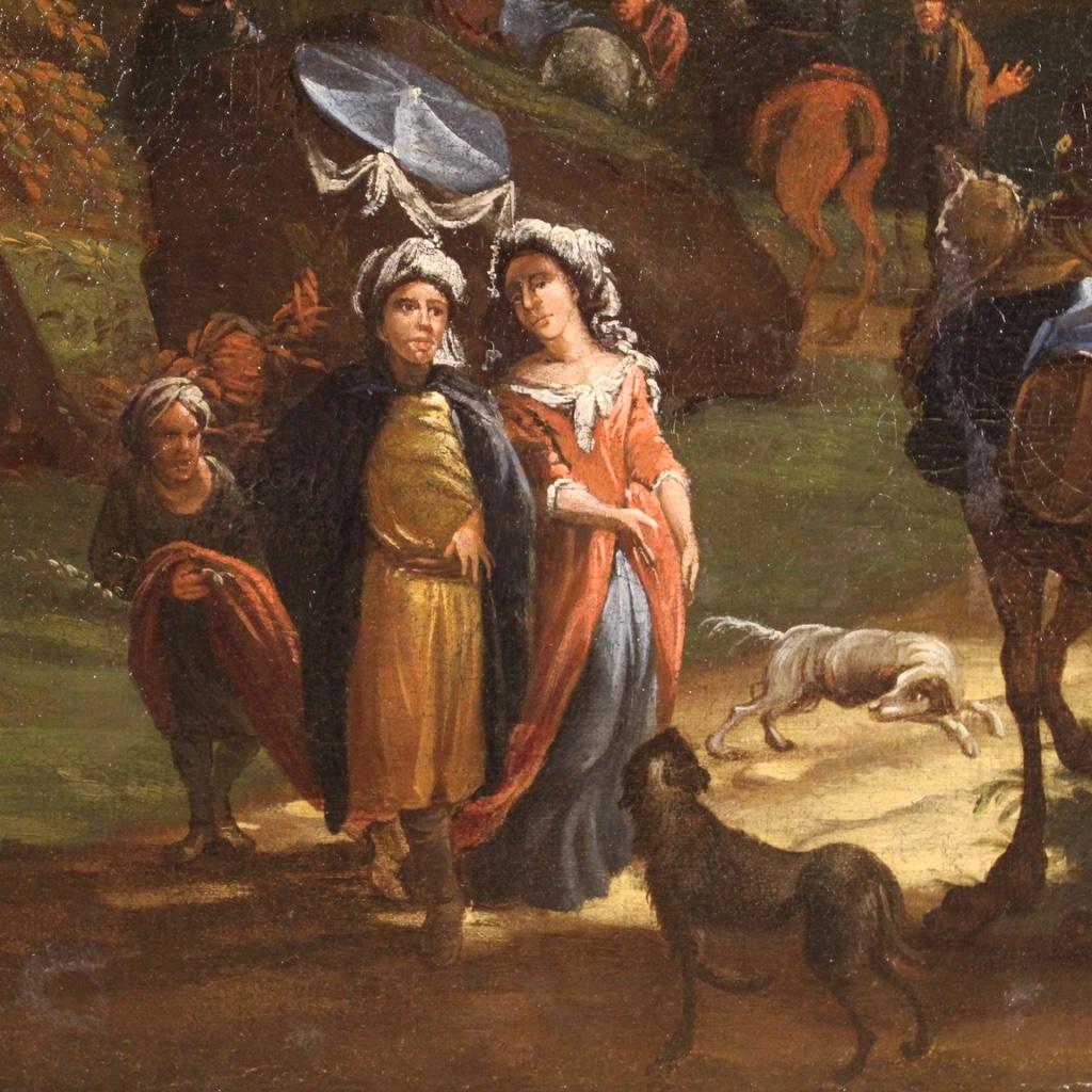 18th Century Oil on Canvas Flemish Antique Landscape Painting, 1750 1