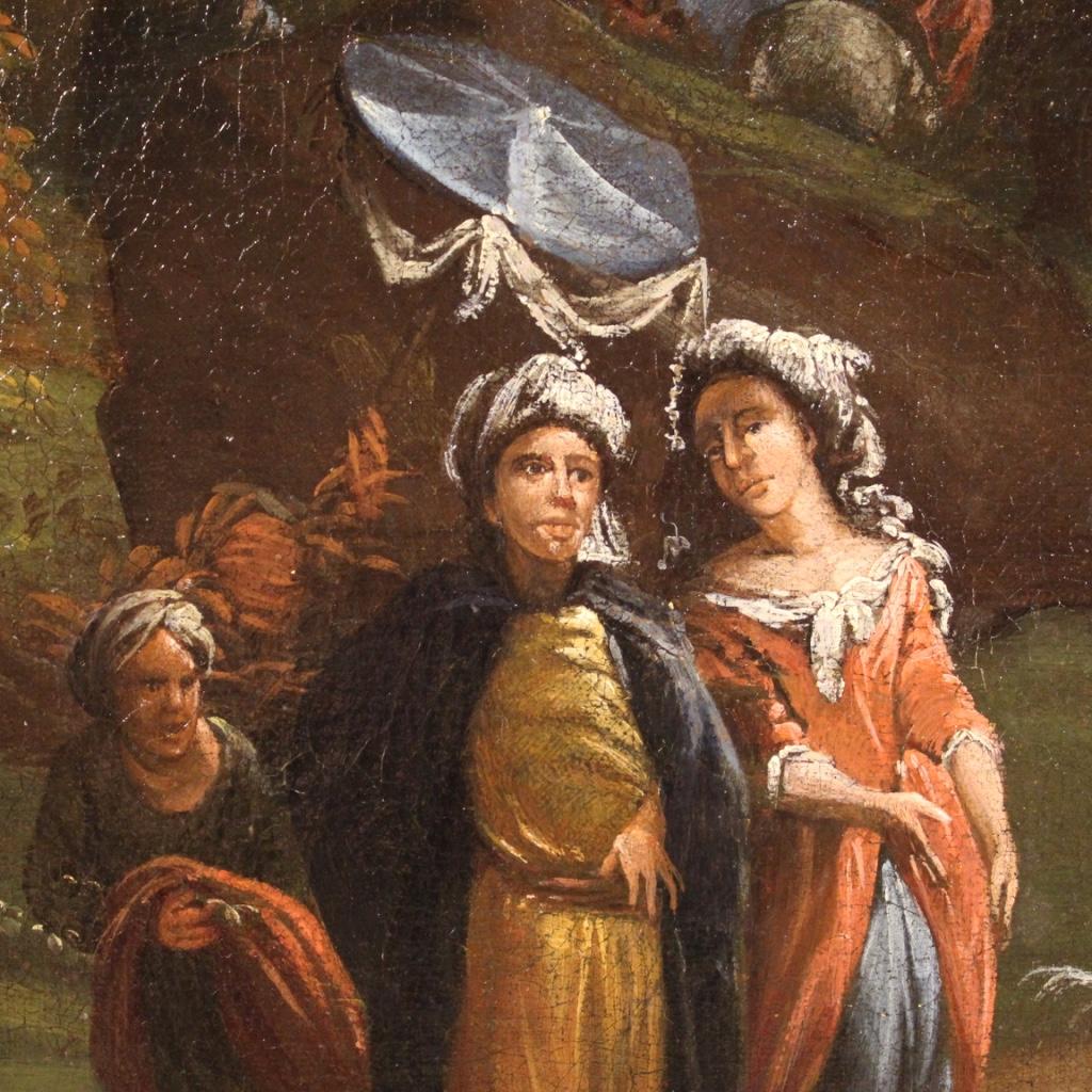 18th Century Oil on Canvas Flemish Antique Landscape Painting, 1750 5
