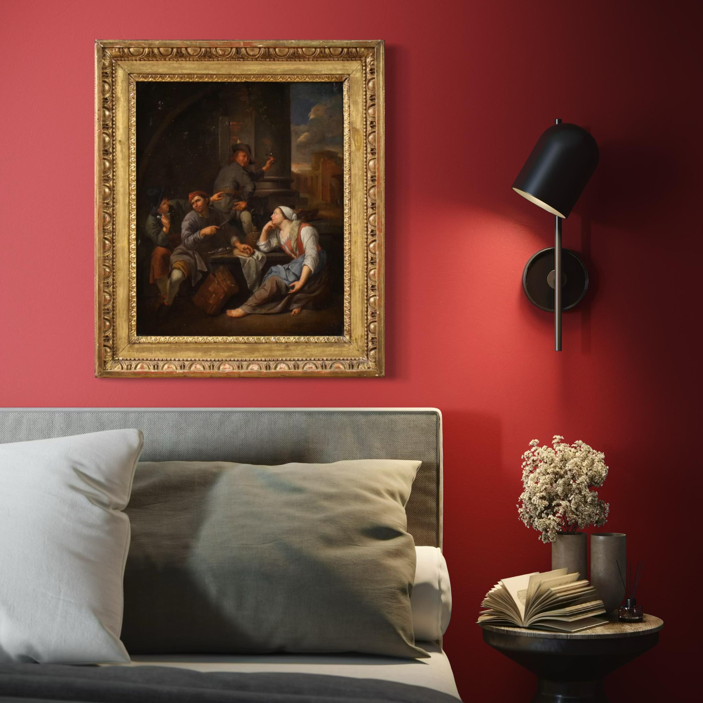 18th Century Oil on Canvas Flemish Antique Painting Genre Scene, 1770 in vendita 7