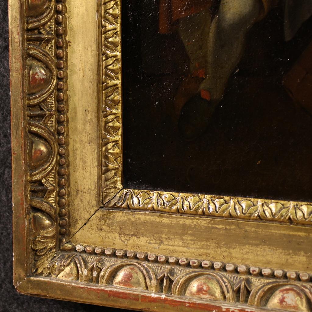 Late 18th Century 18th Century Oil on Canvas Flemish Antique Painting Genre Scene, 1770 in vendita