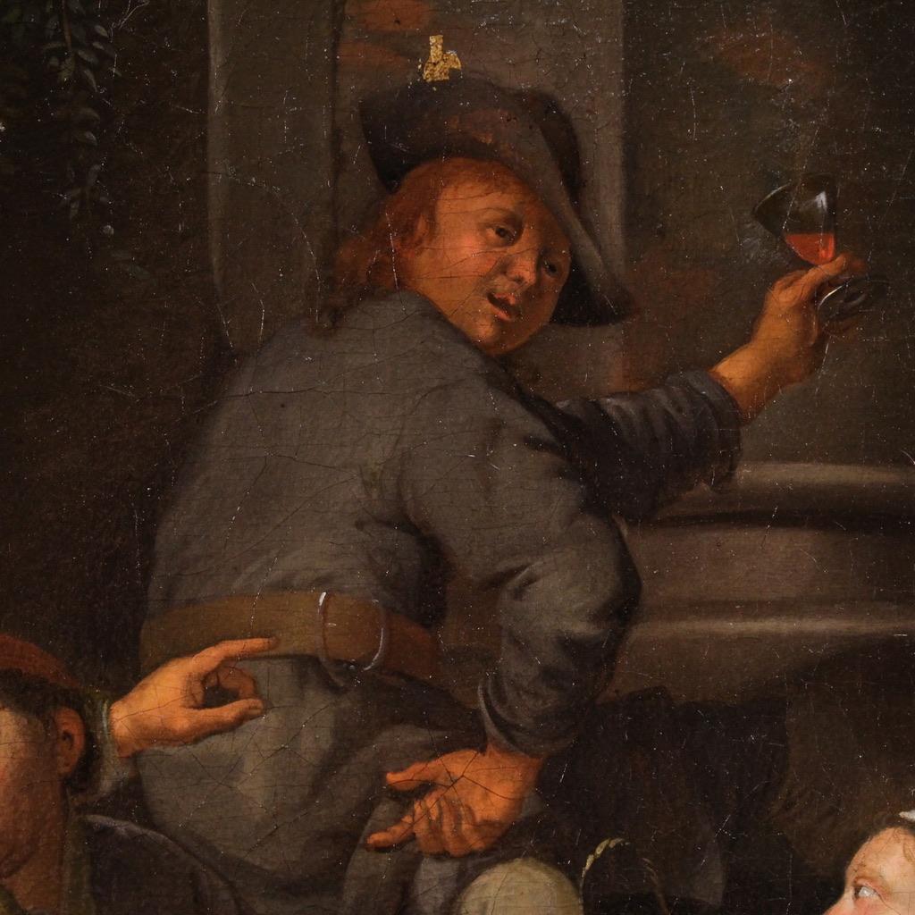 18th Century Oil on Canvas Flemish Antique Painting Genre Scene, 1770 in vendita 2