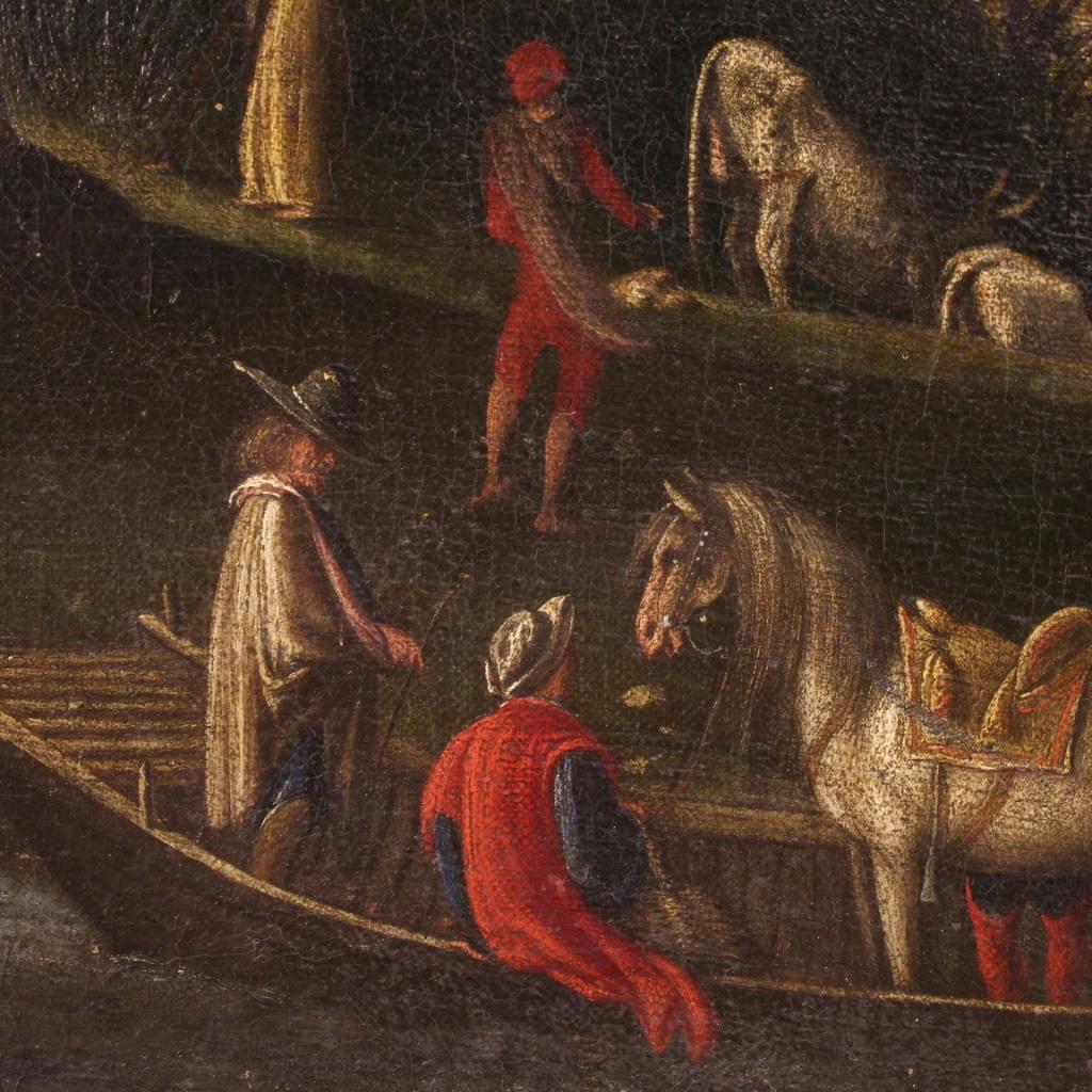Antikes flämisches Gemälde, Landschaft mit Figuren, 18. Jahrhundert, Öl auf Leinwand, 1720 im Angebot 7