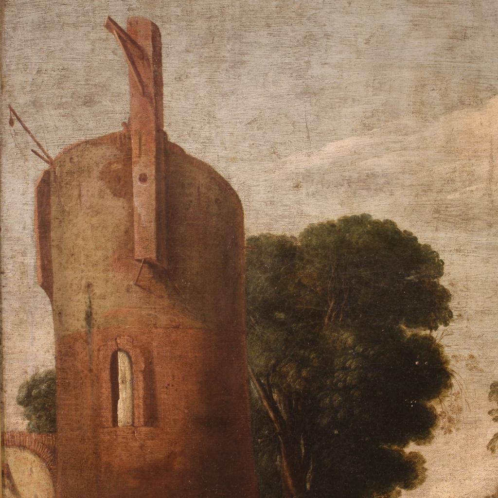 Antikes flämisches Gemälde, Landschaft mit Figuren, 18. Jahrhundert, Öl auf Leinwand, 1720 im Angebot 2