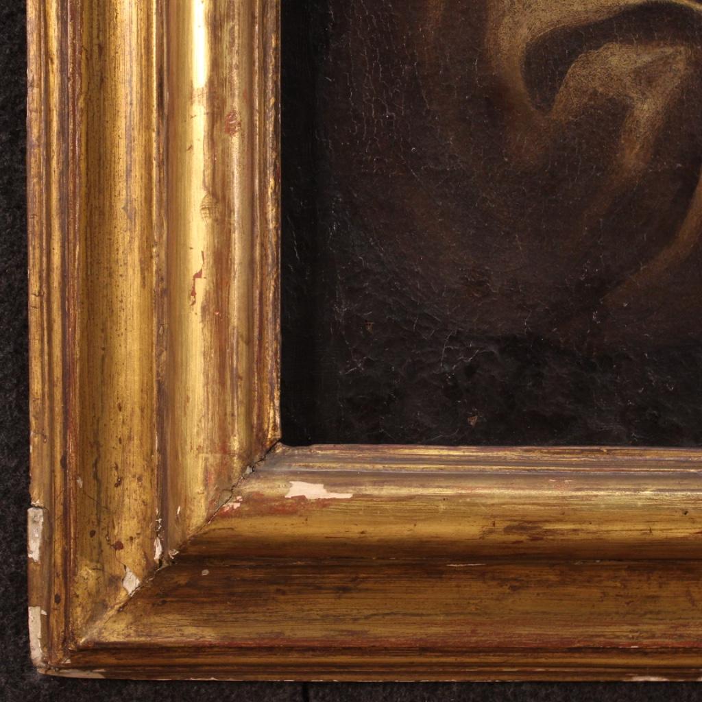 Mid-18th Century 18th Century Oil on Canvas Framed Flemish Painting Interior Scene, 1750 For Sale
