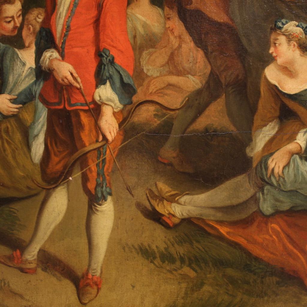 Französisches antikes Gallant-Gemälde, Öl auf Leinwand, Genre, 18. Jahrhundert, 1770 im Angebot 6