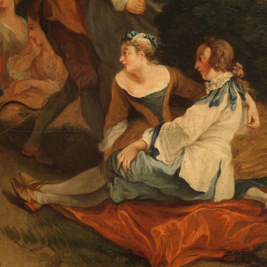 Französisches antikes Gallant-Gemälde, Öl auf Leinwand, Genre, 18. Jahrhundert, 1770 im Angebot 1