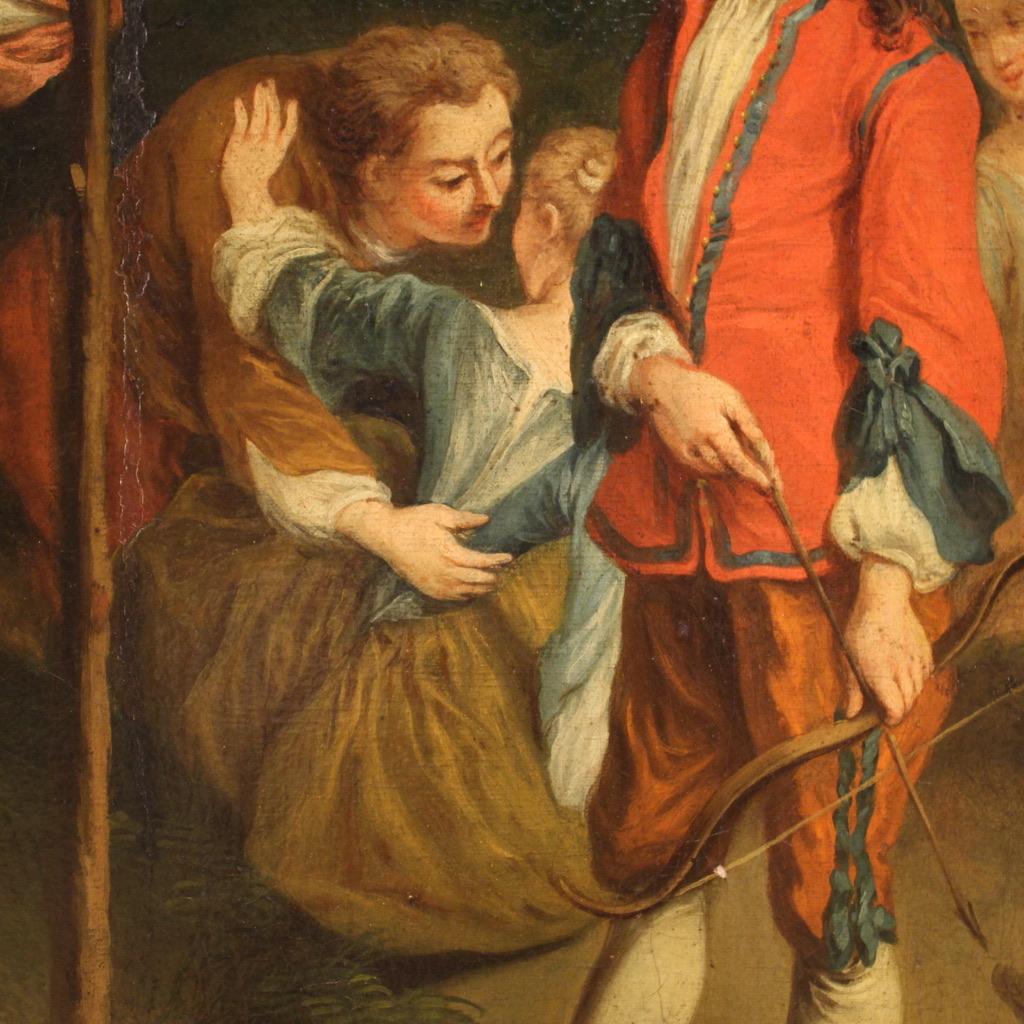 Französisches antikes Gallant-Gemälde, Öl auf Leinwand, Genre, 18. Jahrhundert, 1770 im Angebot 4