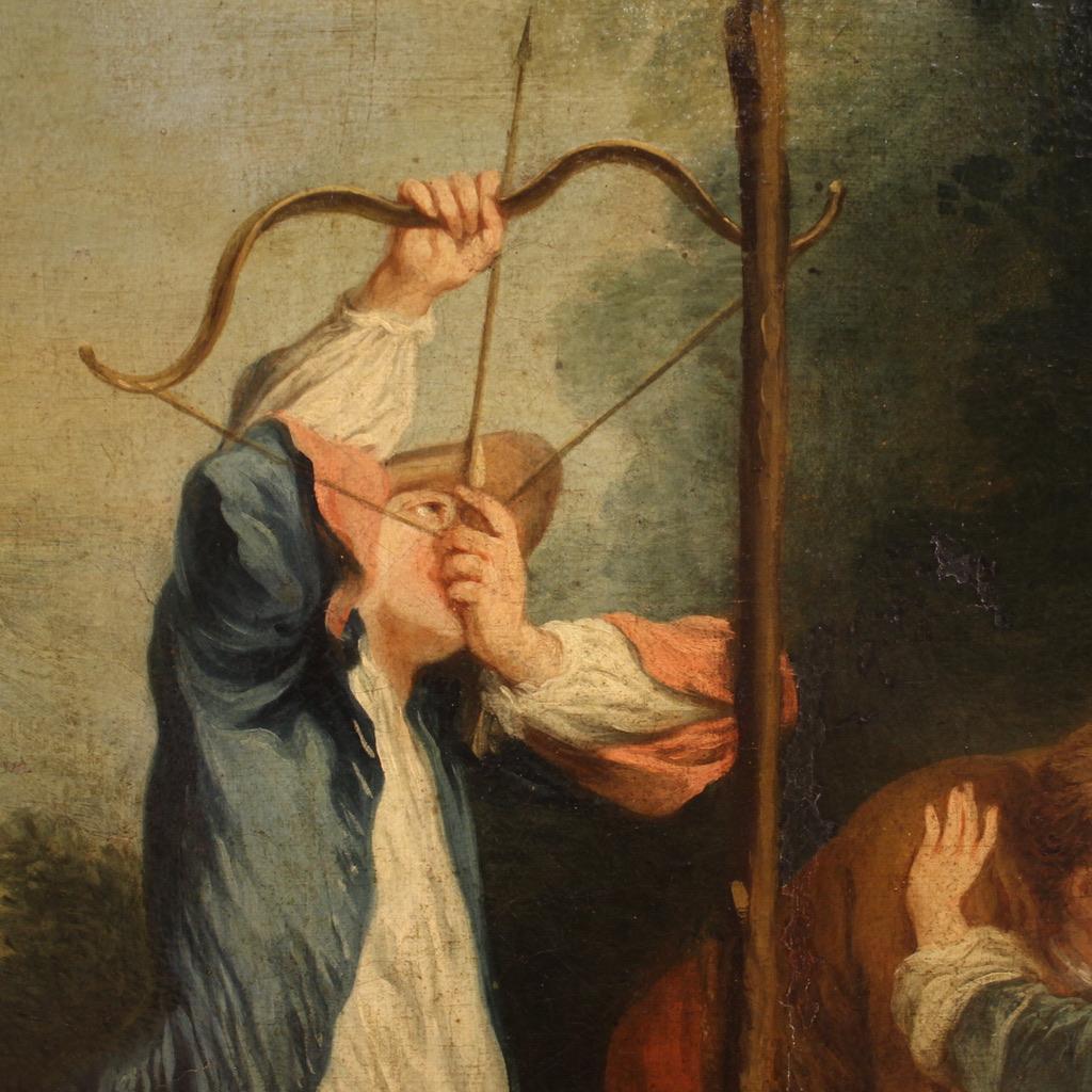 Französisches antikes Gallant-Gemälde, Öl auf Leinwand, Genre, 18. Jahrhundert, 1770 im Angebot 5