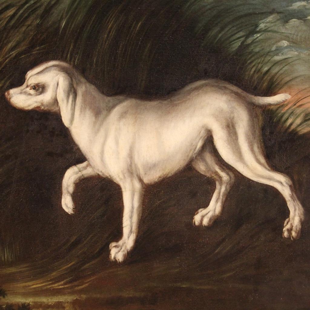 18th Century Oil on Canvas French Antique Painting Landscape with Dog, 1750 in vendita 2