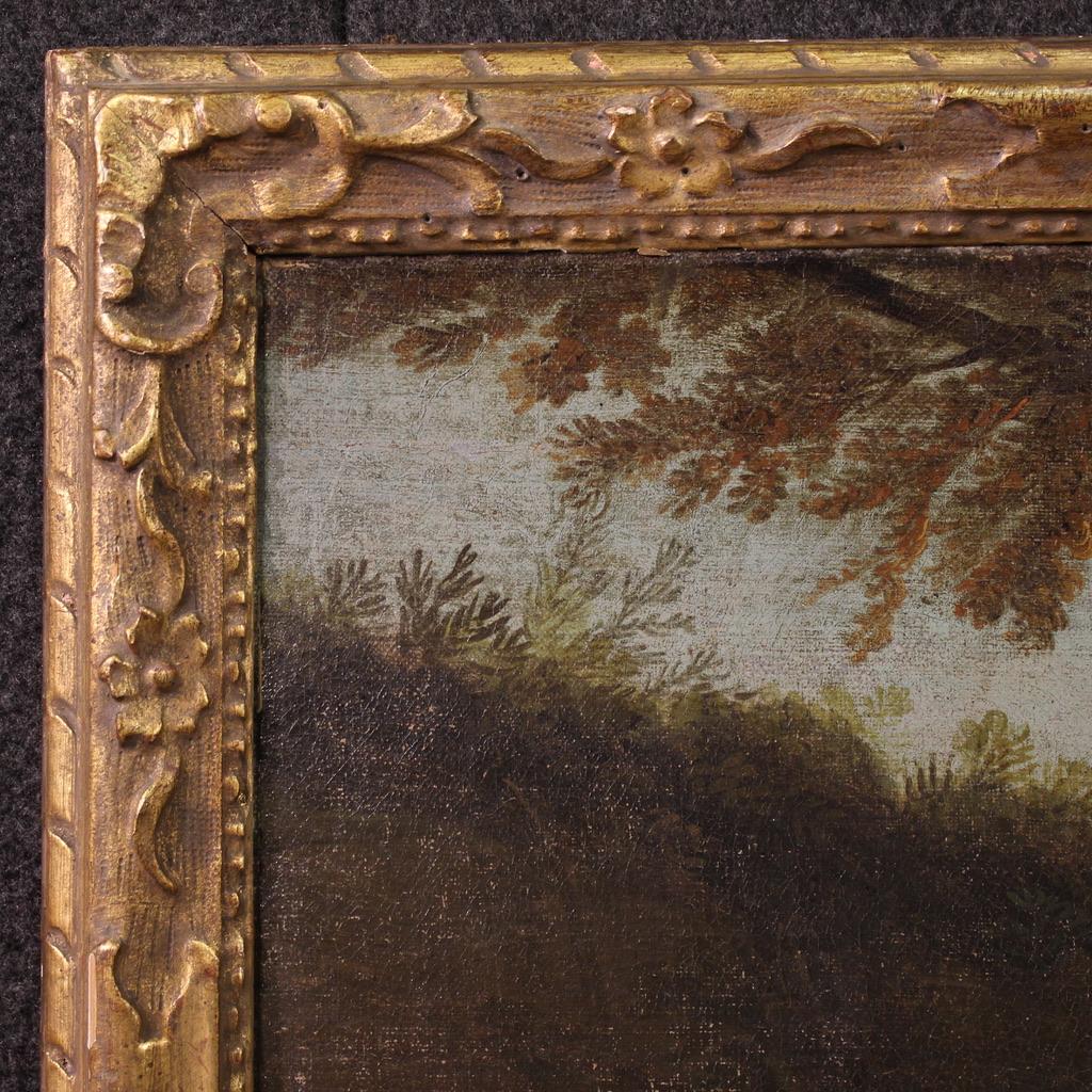 18th Century Oil on Canvas French Antique Rococo Gallant Scene Painting, 1750 im Angebot 2