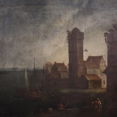 18th Century Oil on Canvas French Antique Seascape Painting, 1770