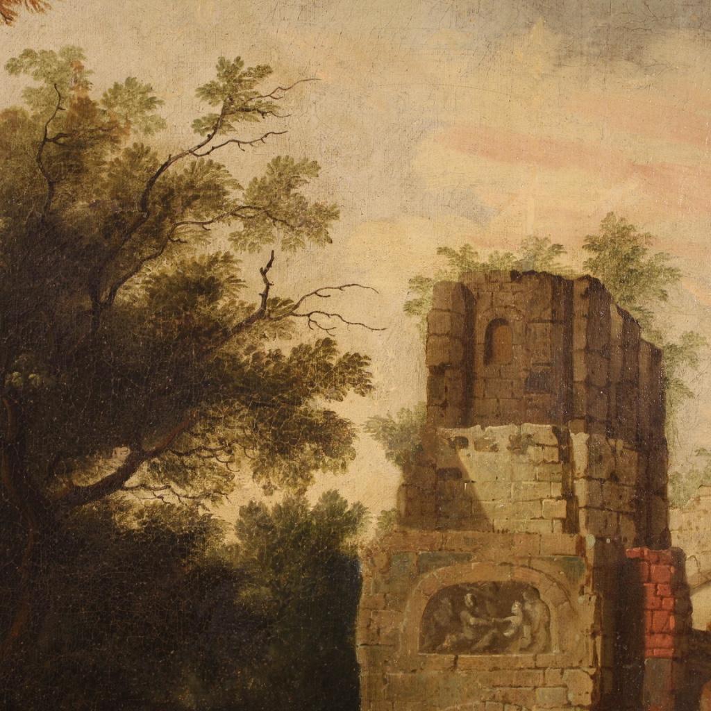 18th Century Oil on Canvas French Landscape Painting, 1770 For Sale 6