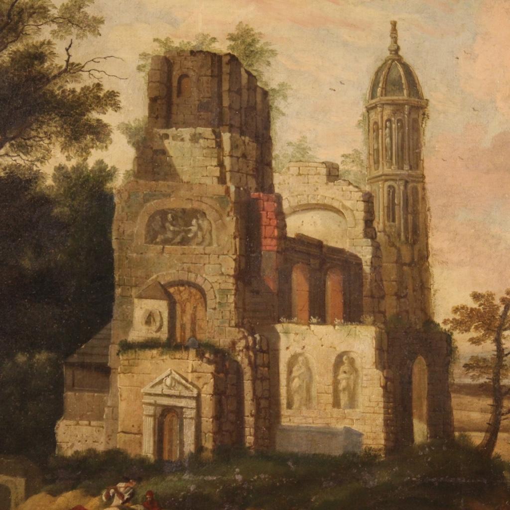 Peinture à l'huile sur toile française du 18ème siècle représentant un paysage, 1770 en vente 5