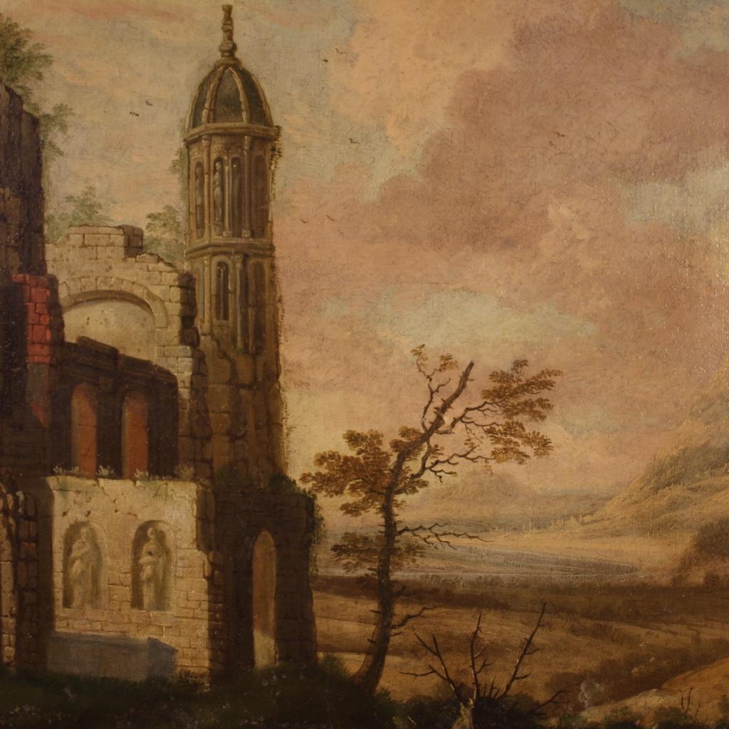 Peinture à l'huile sur toile française du 18ème siècle représentant un paysage, 1770 en vente 6