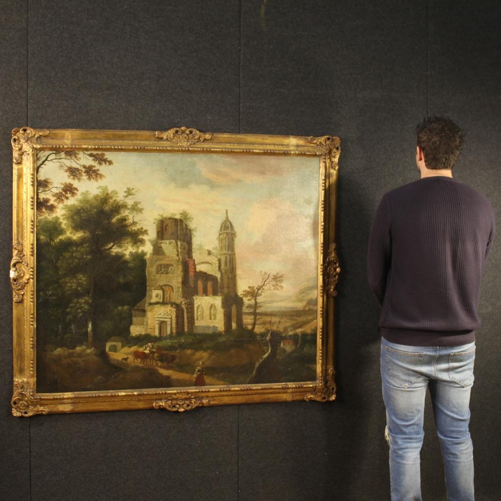 Pintura al óleo sobre lienzo del siglo XVIII Paisaje francés, 1770 Francés en venta