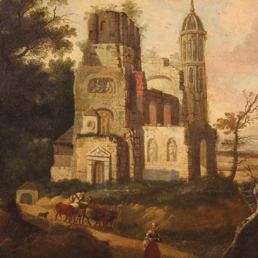 Peinture à l'huile sur toile française du 18ème siècle représentant un paysage, 1770 en vente 1