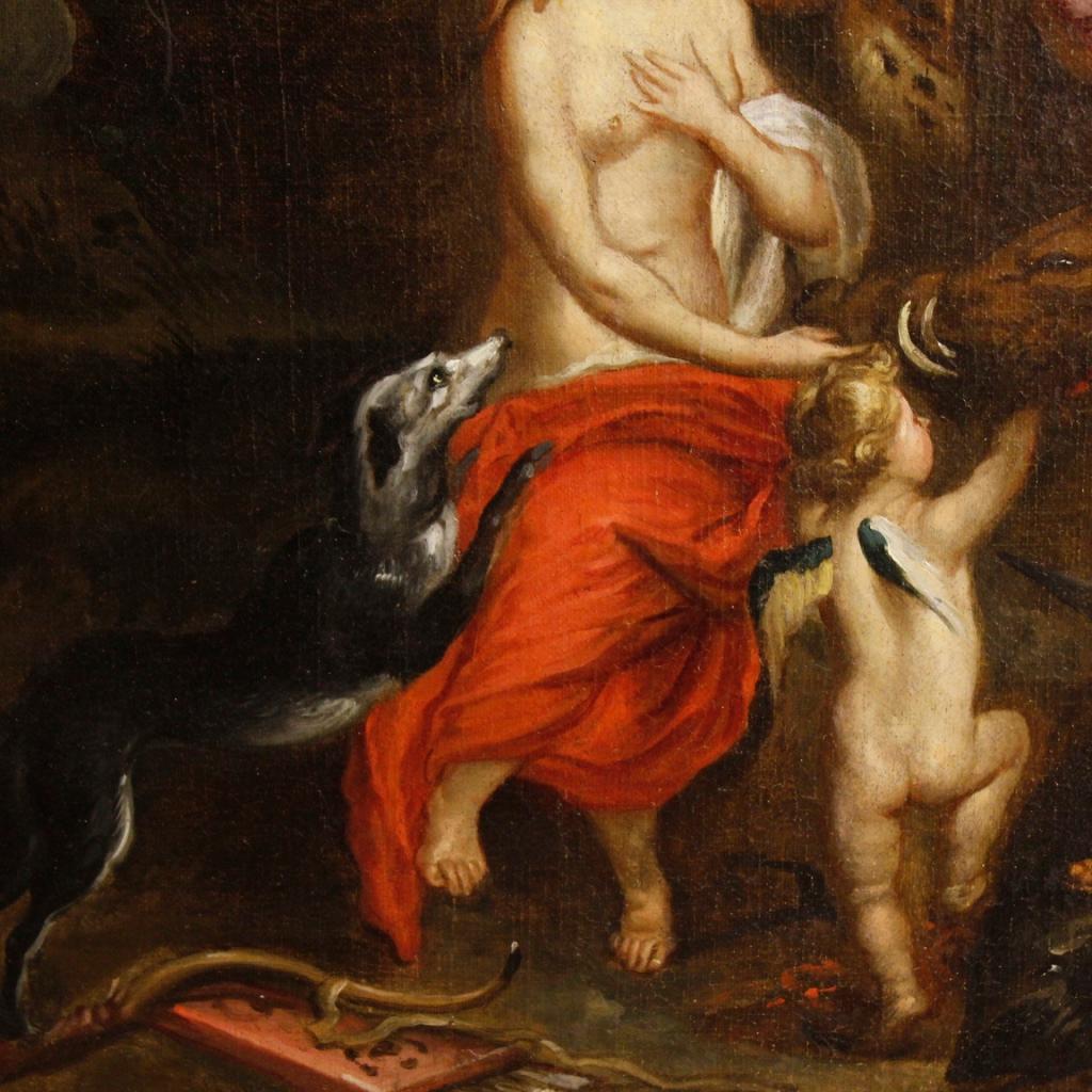 18th Century Oil on Canvas French Mythological Painting Meleager and Atalanta In Good Condition In Vicoforte, Piedmont