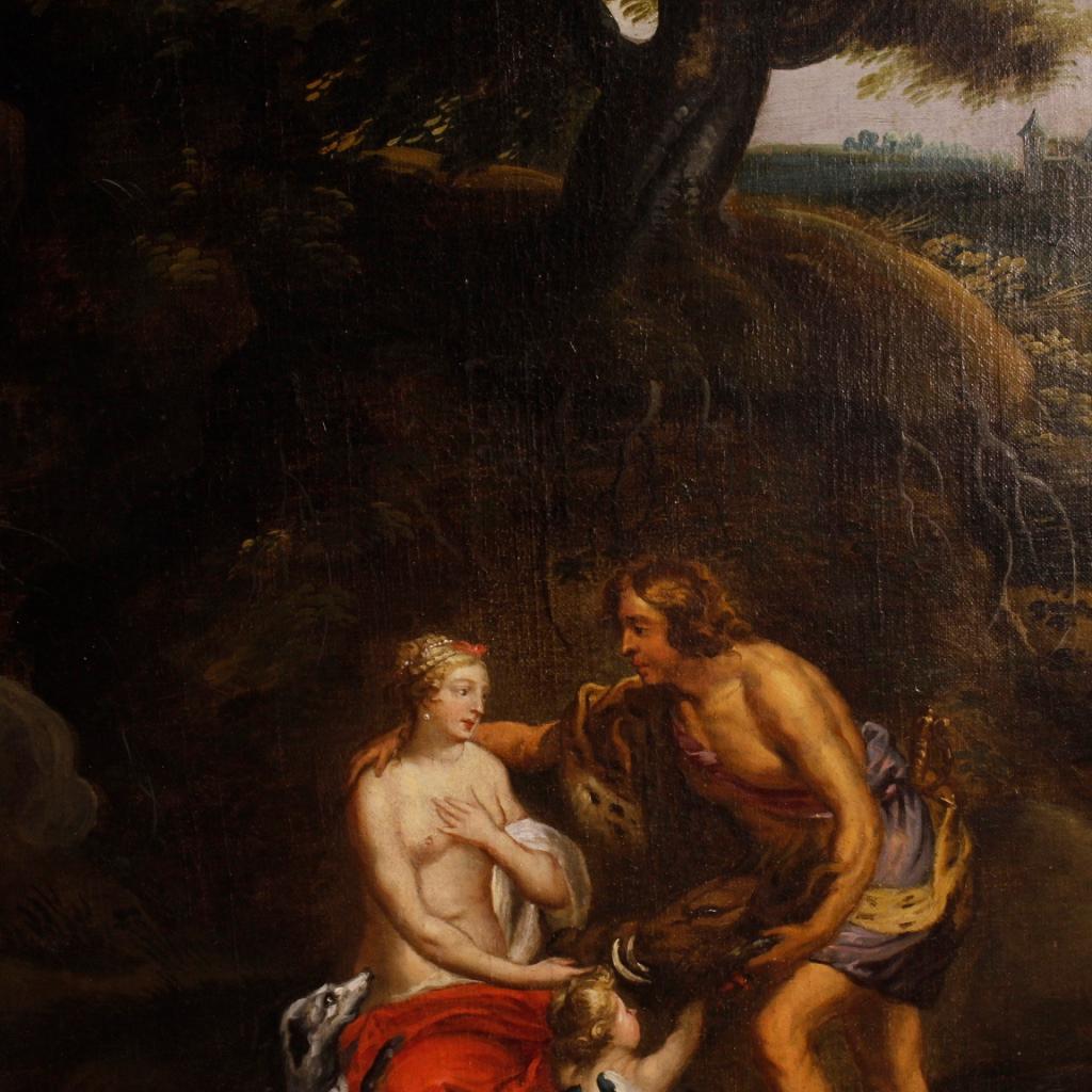 18th Century Oil on Canvas French Mythological Painting Meleager and Atalanta 5