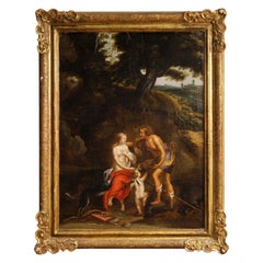 18th Century Oil on Canvas French Mythological Painting Meleager and Atalanta