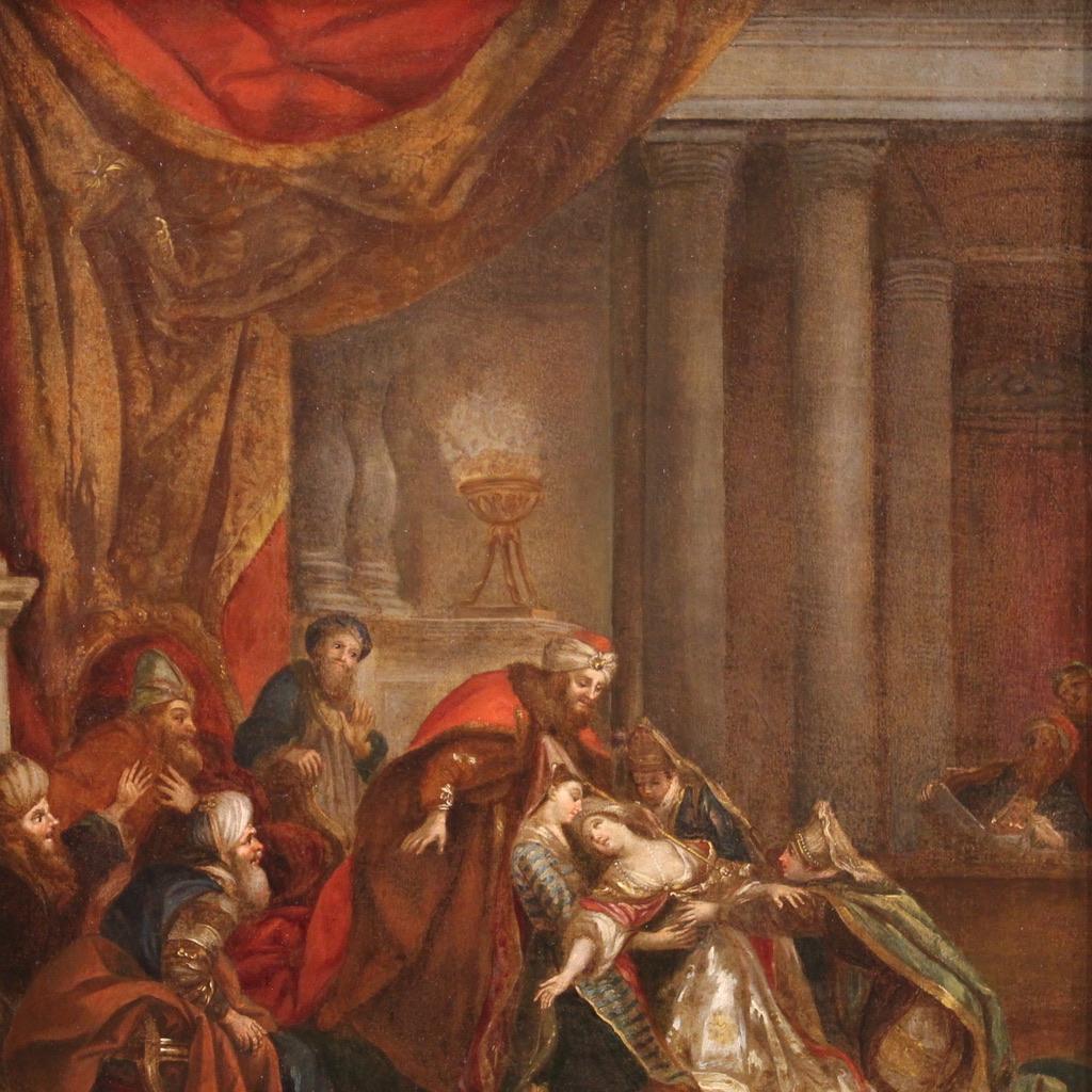 18. Jahrhundert Öl auf Leinwand Französisch Gemälde Esther Ohnmacht vor Ahasverus (French) im Angebot