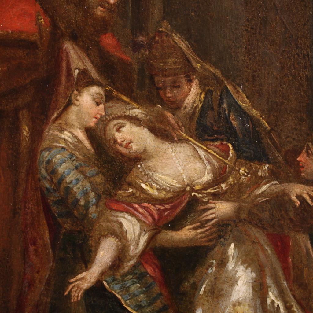 18. Jahrhundert Öl auf Leinwand Französisch Gemälde Esther Ohnmacht vor Ahasverus im Angebot 3