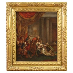 18th Century Oil on Canvas French Painting Esther fainting before Ahasuerus
