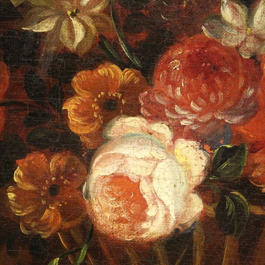 Peinture à l'huile sur toile française du 18ème siècle - Nature morte - Panier de fleurs, 1780 4