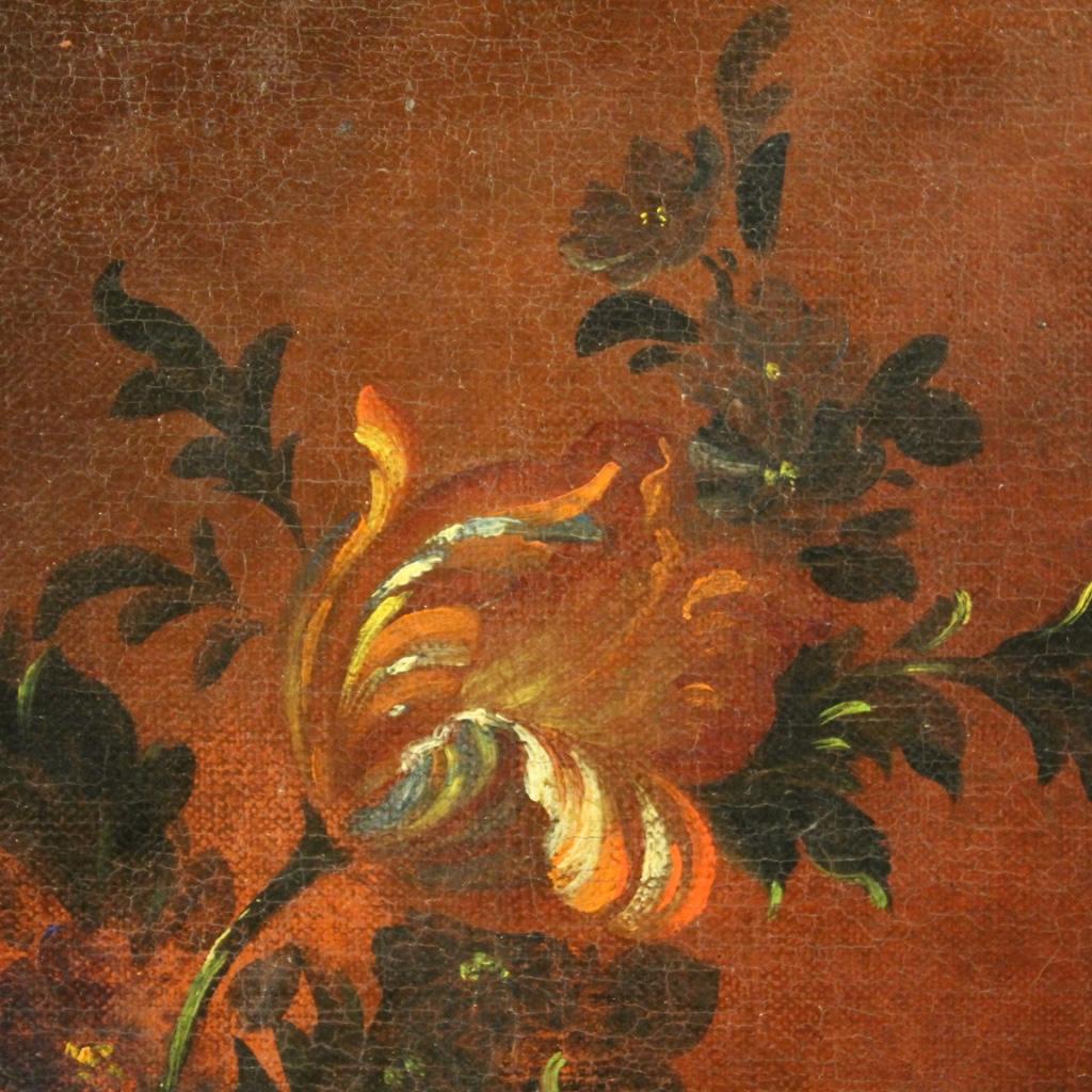 Peinture à l'huile sur toile française du 18ème siècle - Nature morte - Panier de fleurs, 1780 3