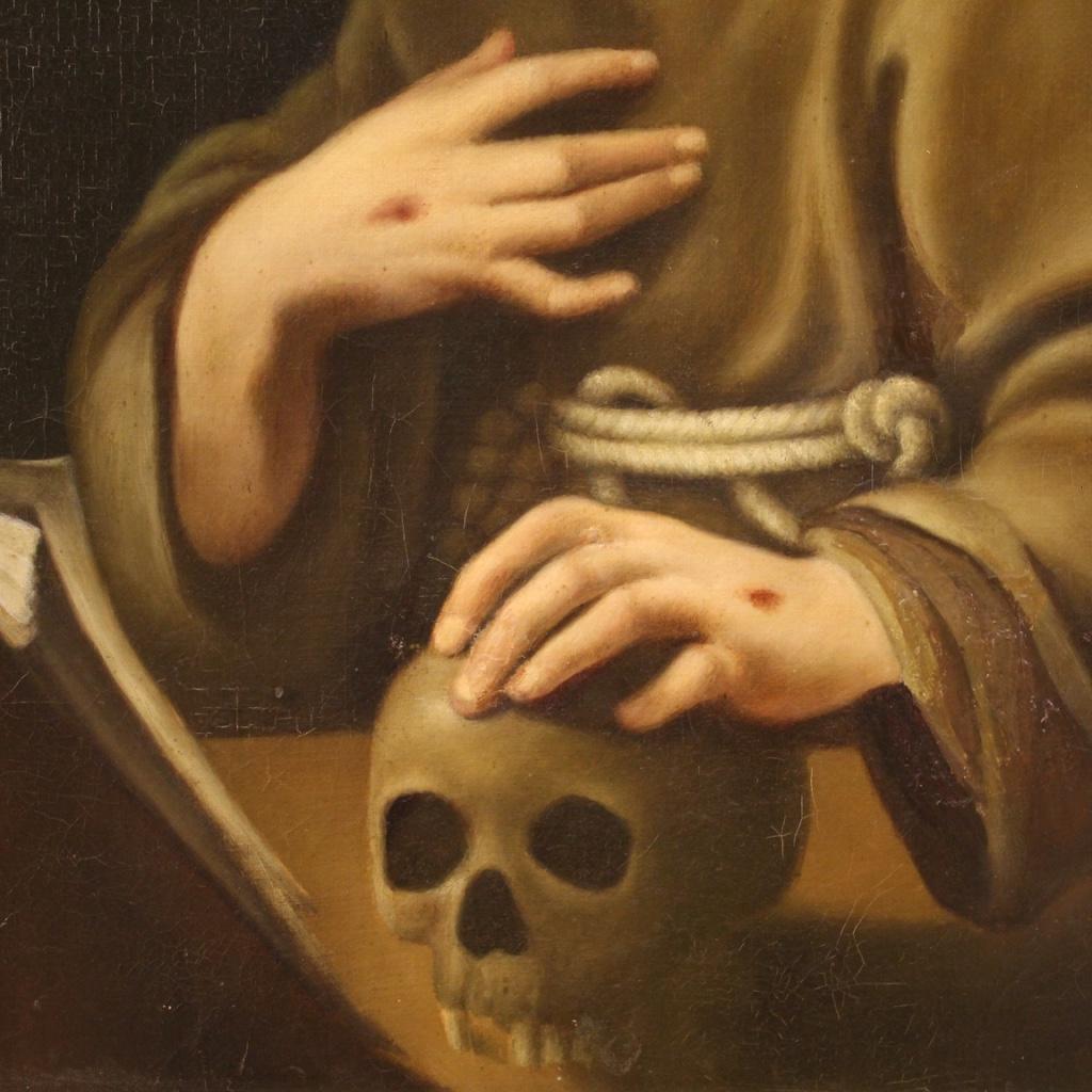 siglo XVIII Óleo sobre Lienzo Pintura Religiosa Francesa San Francisco De Asís 5