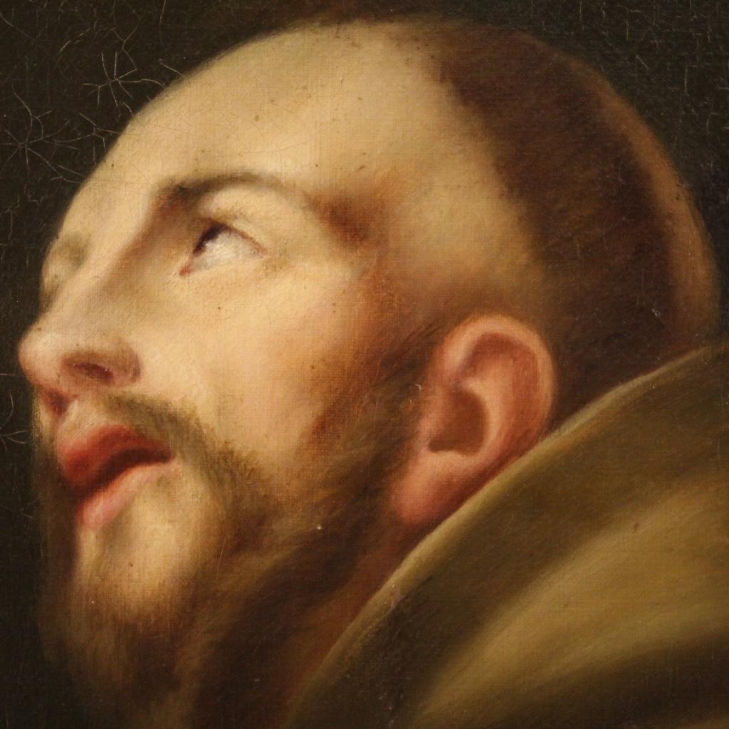 18th Century Oil on Canvas French Religious Painting Saint Francis Of Assisi For Sale 10