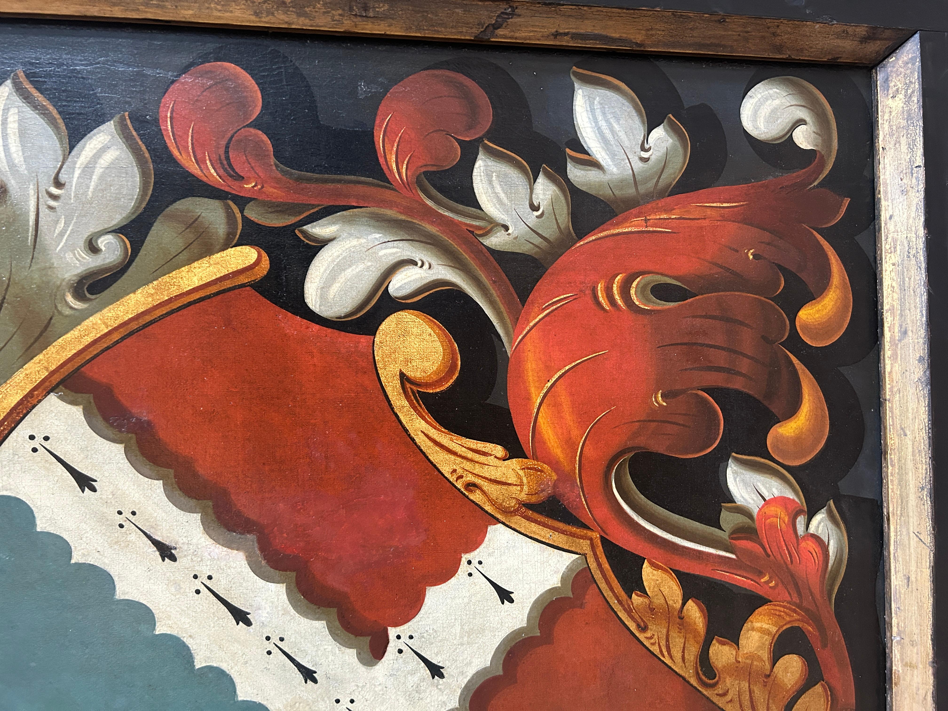 18th Century Oil on Canvas Heraldic Funerary Hatchment Painting im Angebot 3