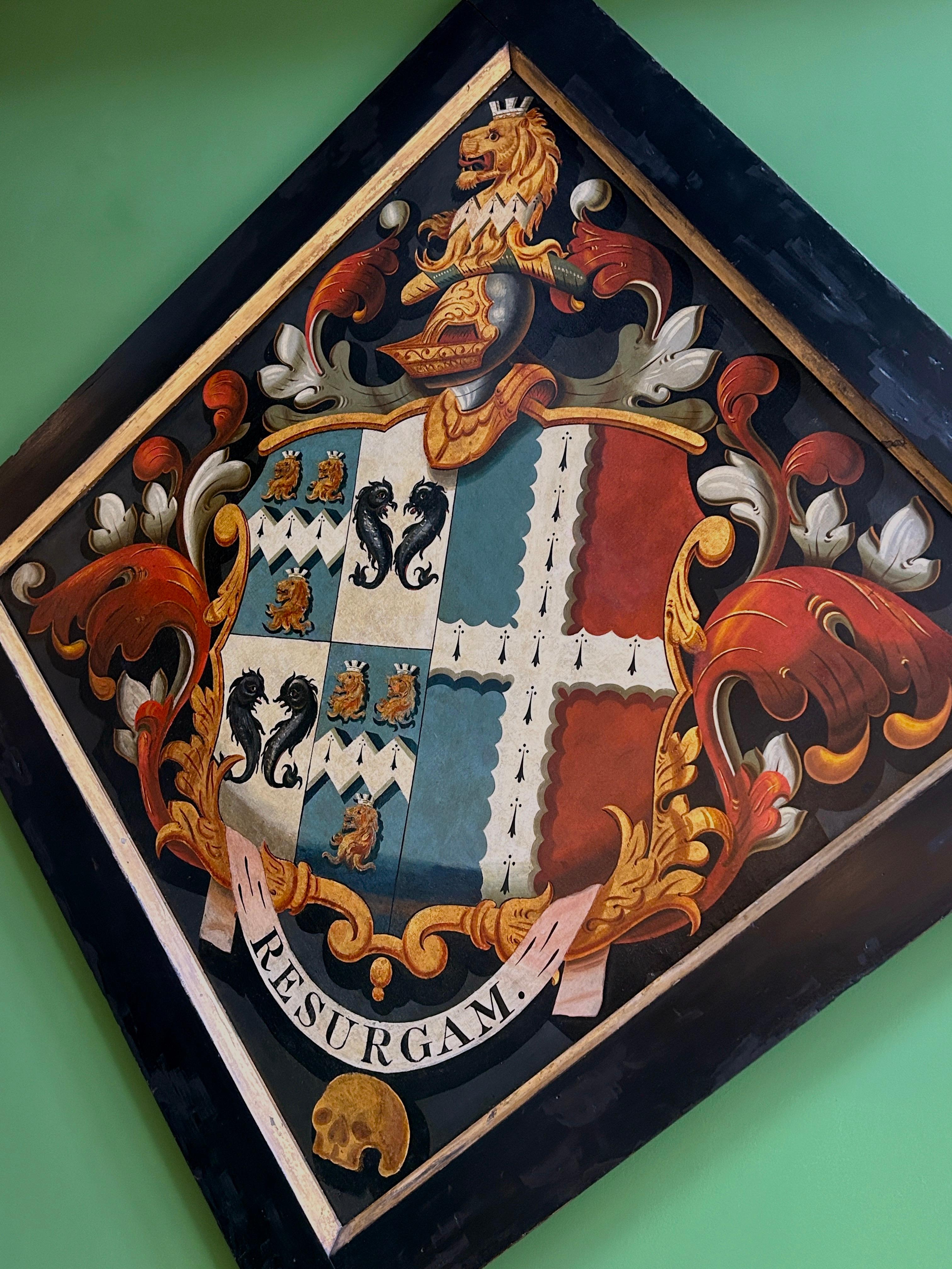 18th Century Oil on Canvas Heraldic Funerary Hatchment Painting (Britisch) im Angebot